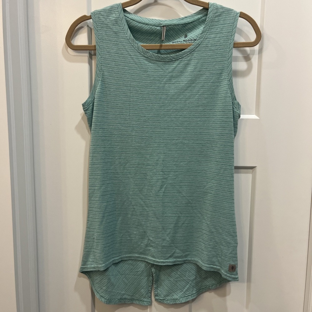 Royal Robbins Women's Vacationer Tank Top Green Stripe Size XS Standard Fit‎